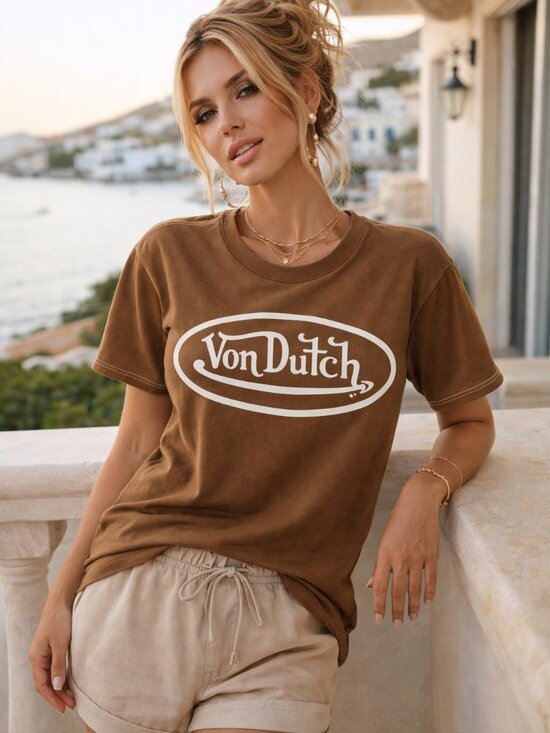 Von Dutch NWT Brown Logo Tee | Archive Y2K Streetwear | L - Picture 5 of 12
